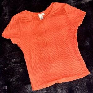Bozzolo Orange Ribbed Cropped Tee